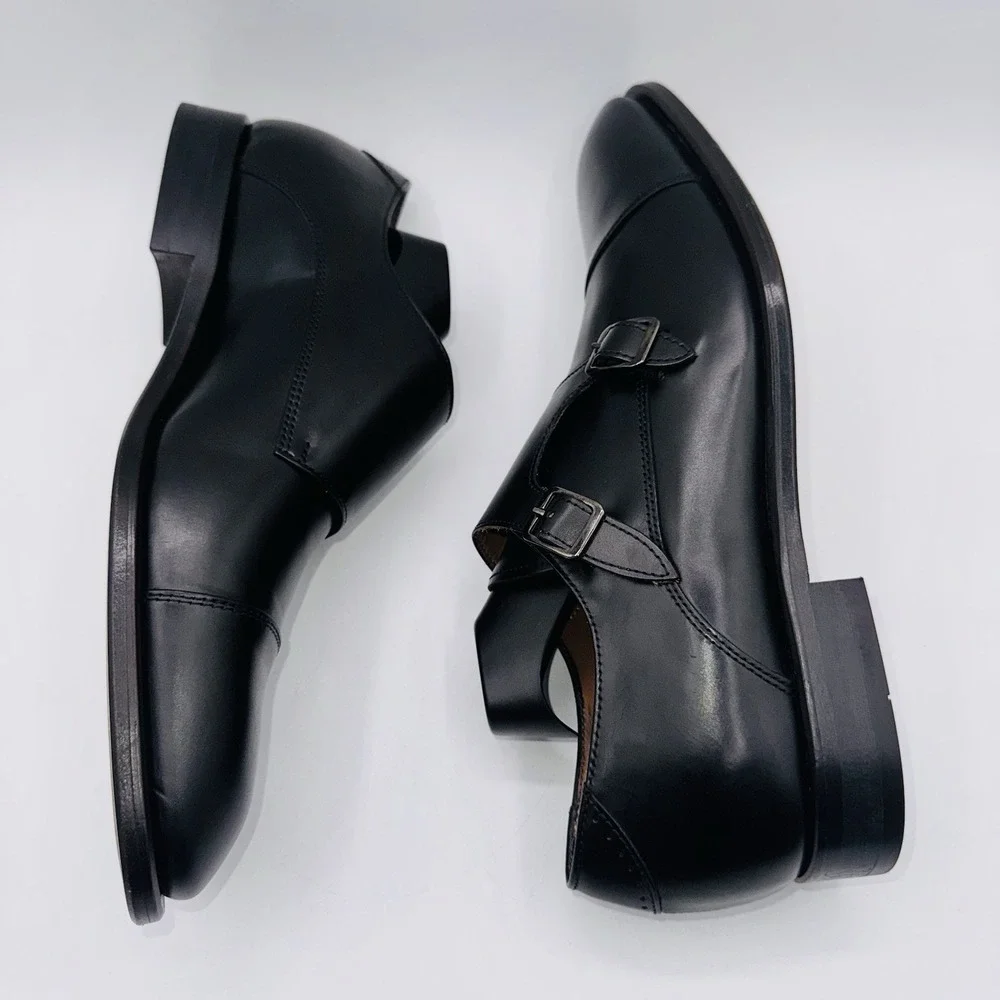 Antonio Maurizi Double‎ Monk Strap Oxfords Men's Size 9 EU 42 Black Leather